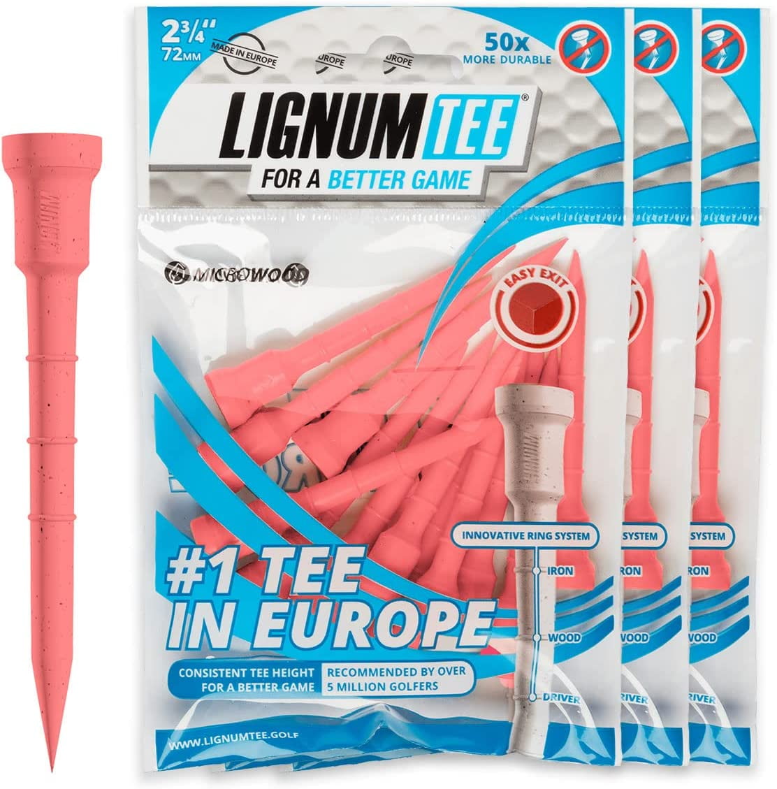 Lignum Tee Classic Golf Tees Flying Purple72mm 12 Pieces/bag (3