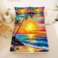thumbnail image 5 of jejeloiu Tropical Beach Sunset Bed Sheets For Girls,Colorful Ocean Print Full Size Sheets,Orange Blue,4pcs,1 Flat Sheet, 1 Fitted Sheet and 2 Pillowcases, 5 of 6