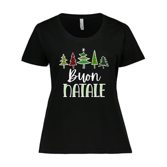 Inktastic Buon Natale Festive Christmas Trees Women's Plus Size T-Shirt
