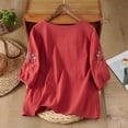 thumbnail image 6 of Red Shirts for Womens 3/4 Sleeve Fall Slim Fit Basic Shirt Layer for Office, 6 of 6