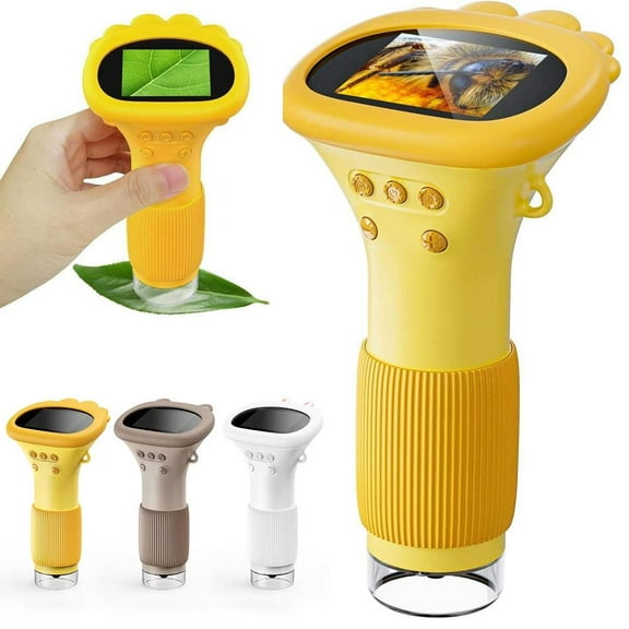 Buggy Lens Microscope Toy, Portable Optical Digital Microscope, 2" IPS Screen 1000x Handheld Digital Microscopes HD Pocket Portable Microscopes