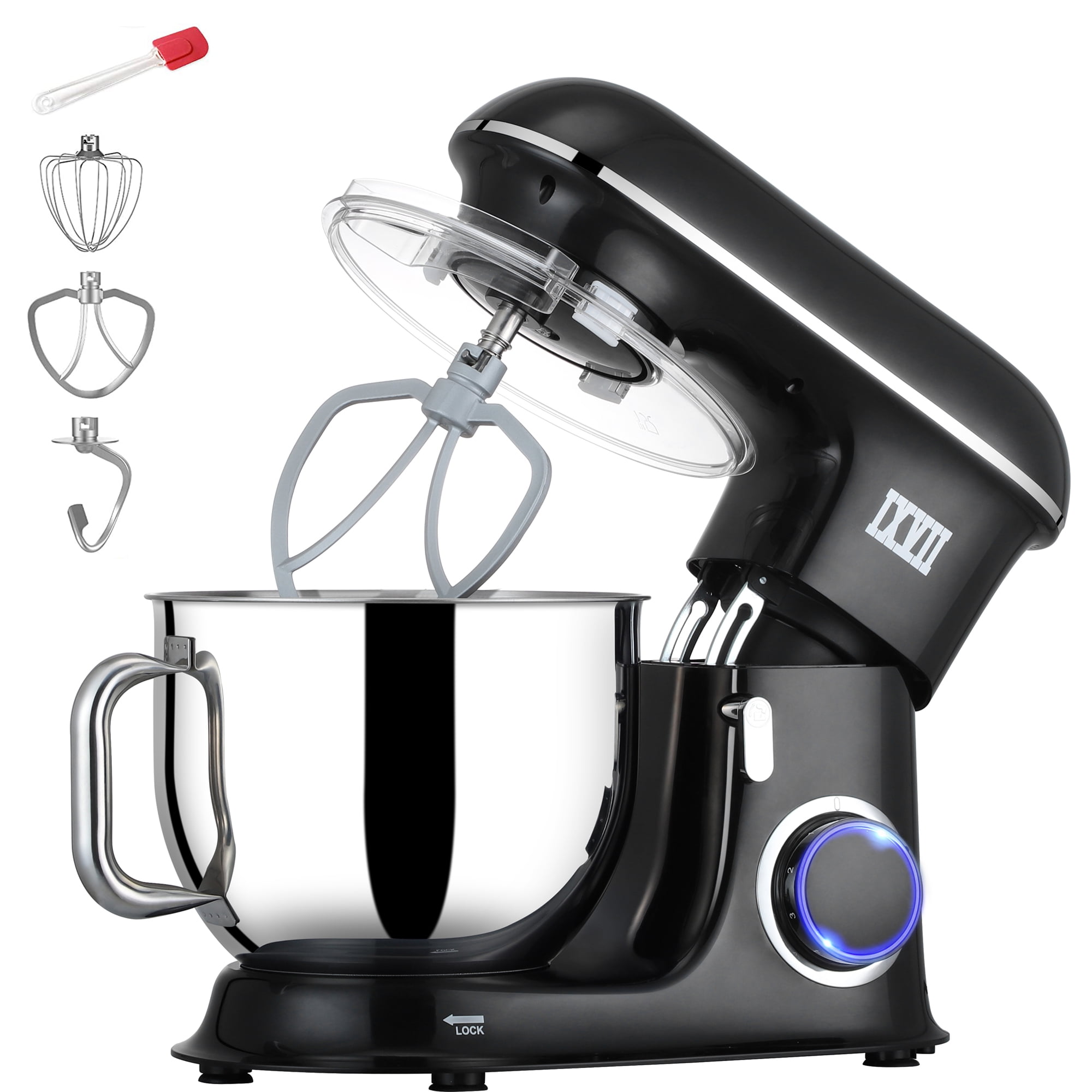 Stand Mixer, 7.5QT Kitchen Electric Food Mixer 10-Speed Tilt-Head Dough  Mixer for Baking&Cake, with Stainless Steel Bowl, Whisk, Dough Hook,  Beater, Splash Guard (660W)BLACK MC1 