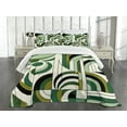 thumbnail image 4 of Ambesonne Mid Century Modern Quilted Bedspread Set 3 Pcs, Leafy Abstract, Queen Size, Pale Green Dark Grey, 4 of 4
