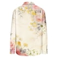 thumbnail image 5 of WRKEKC Long Sleeve Tops for Women Vintage Print Button Front Collared Shirt with Colorful Pattern and Lightweight Breathable Cotton Fabric, 5 of 6