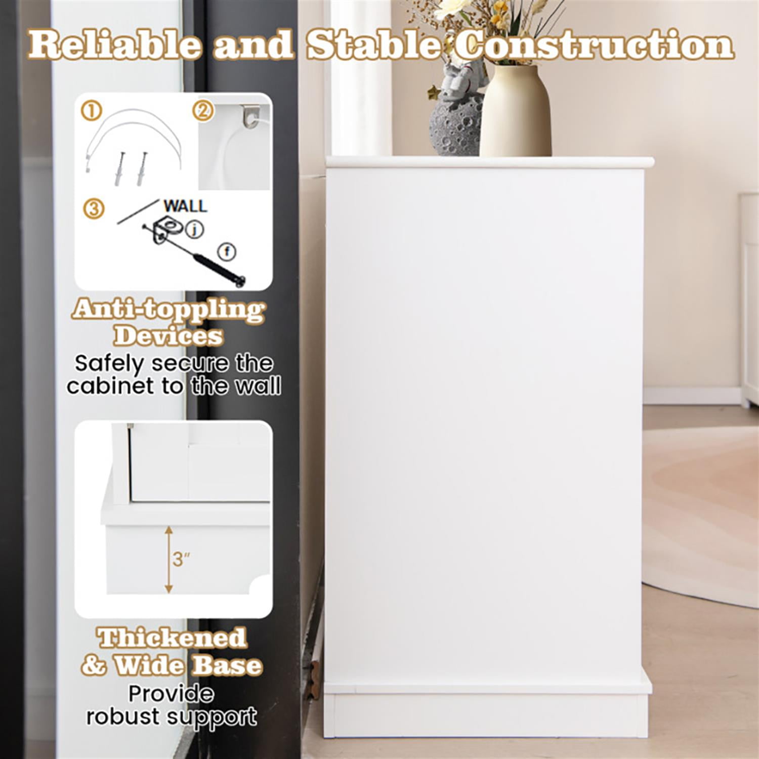 resenkos 40" Cat Litter Box Enclosure with 2 Drawers and 3 Doors, Hidden Litter Box for Cats, Cat House Furniture for Side Table or Nightstand, White