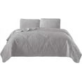 thumbnail image 2 of Chezmoi Collection Frederick 3-Piece Lightweight Cooling Quilt Set, Bamboo Fiber Medallion Embroidery Quilted Coverlet Set (Queen, Light Gray), 2 of 5