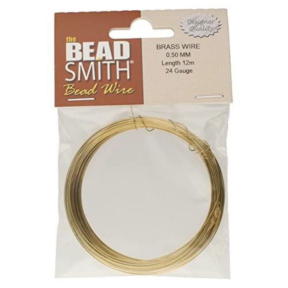The Beadsmith Professional German Jewelry Wire – 0.5mm Diameter, 24 Gauge, 12 Meter Coil – 100% Brass – Beading Wire Used to Jewelry Making & Crafts