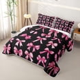 thumbnail image 3 of Erosebridal Kawaii Ribbon Bowknot Kids Twin Quilt Set,Girls Pink Bow-Tie Twin Coverlet Set,2pcs, 3 of 7