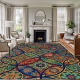 thumbnail image 2 of Bohemian Colorful Floral Large Area Rugs 8x10 ft Boho Tribal Ethnic Abstract Geometric Flower Washable Rug Non Slip Indoor Carpet Absorbent Floor Mat for Living Room Bedroom Dining Room, 2 of 9