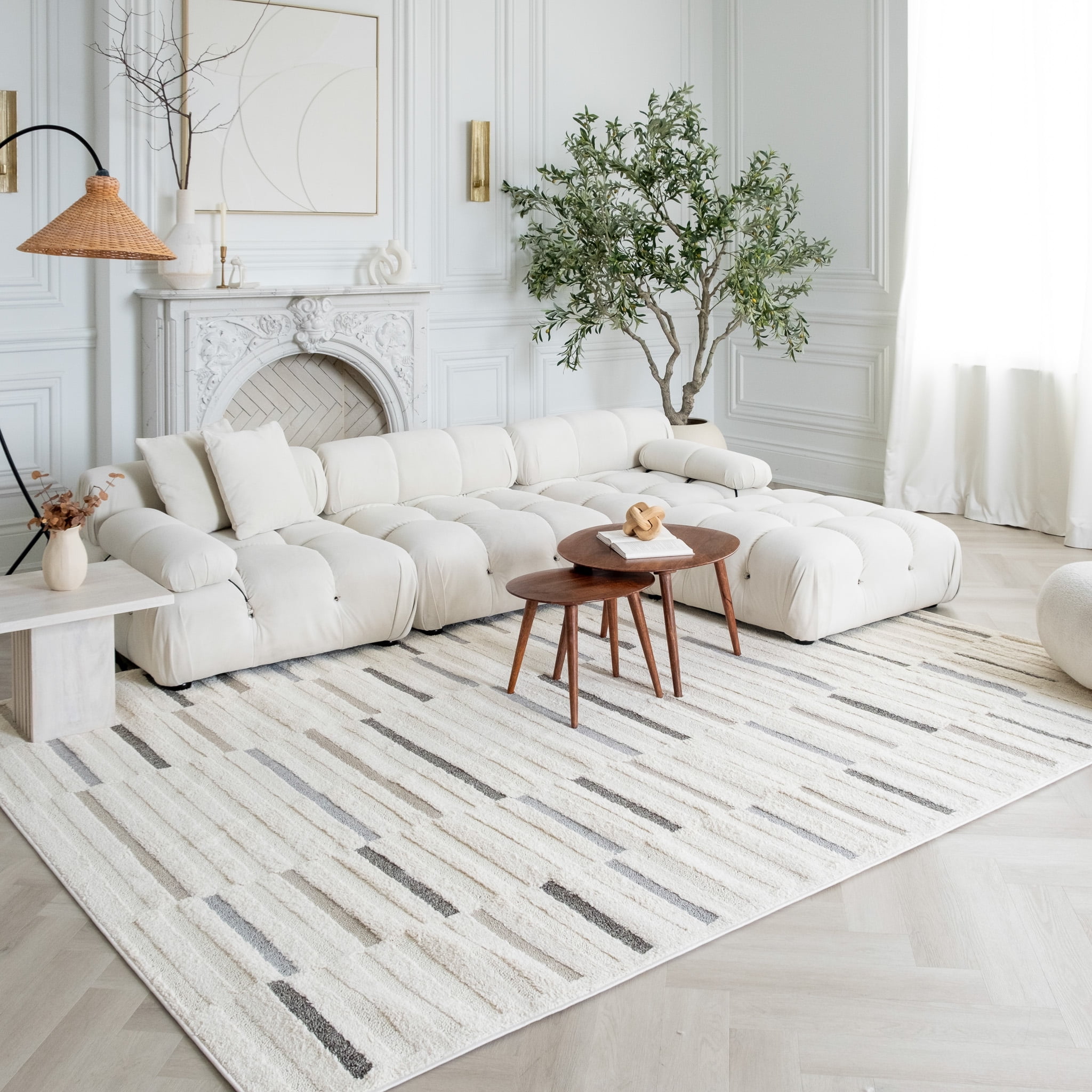 Rug Branch Nimbus Modern Indoor Area Rug, Cream Grey, Geometric - Living Room, Bedroom, Dining Room, and Kitchen