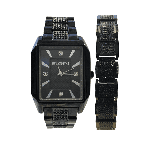 Elgin Elgin Mens Blacktone watch and mathing bracelet