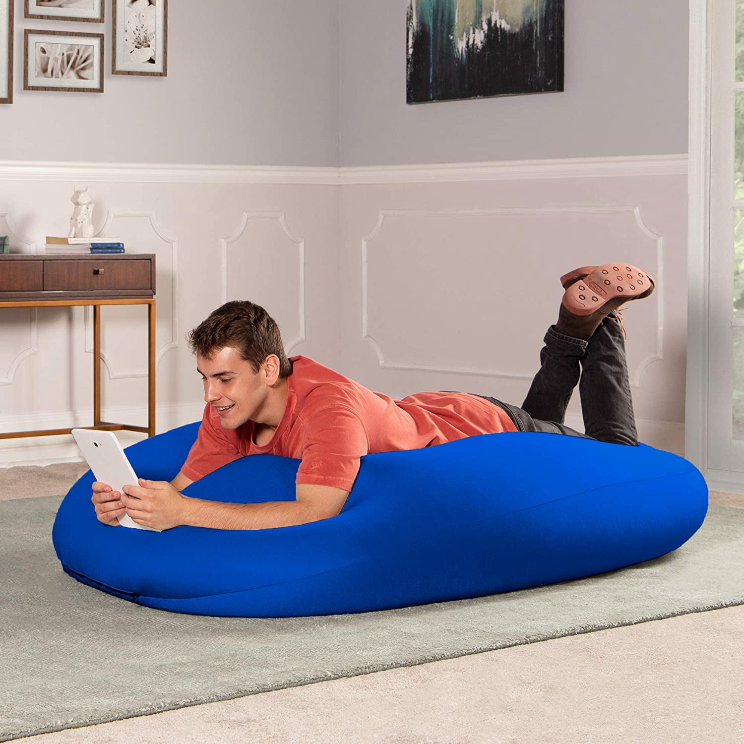 Jaxx Nimbus Spandex Bean Bag Chair for Adults-Furniture for Rec, Family Rooms and More, Large, Royal Blue