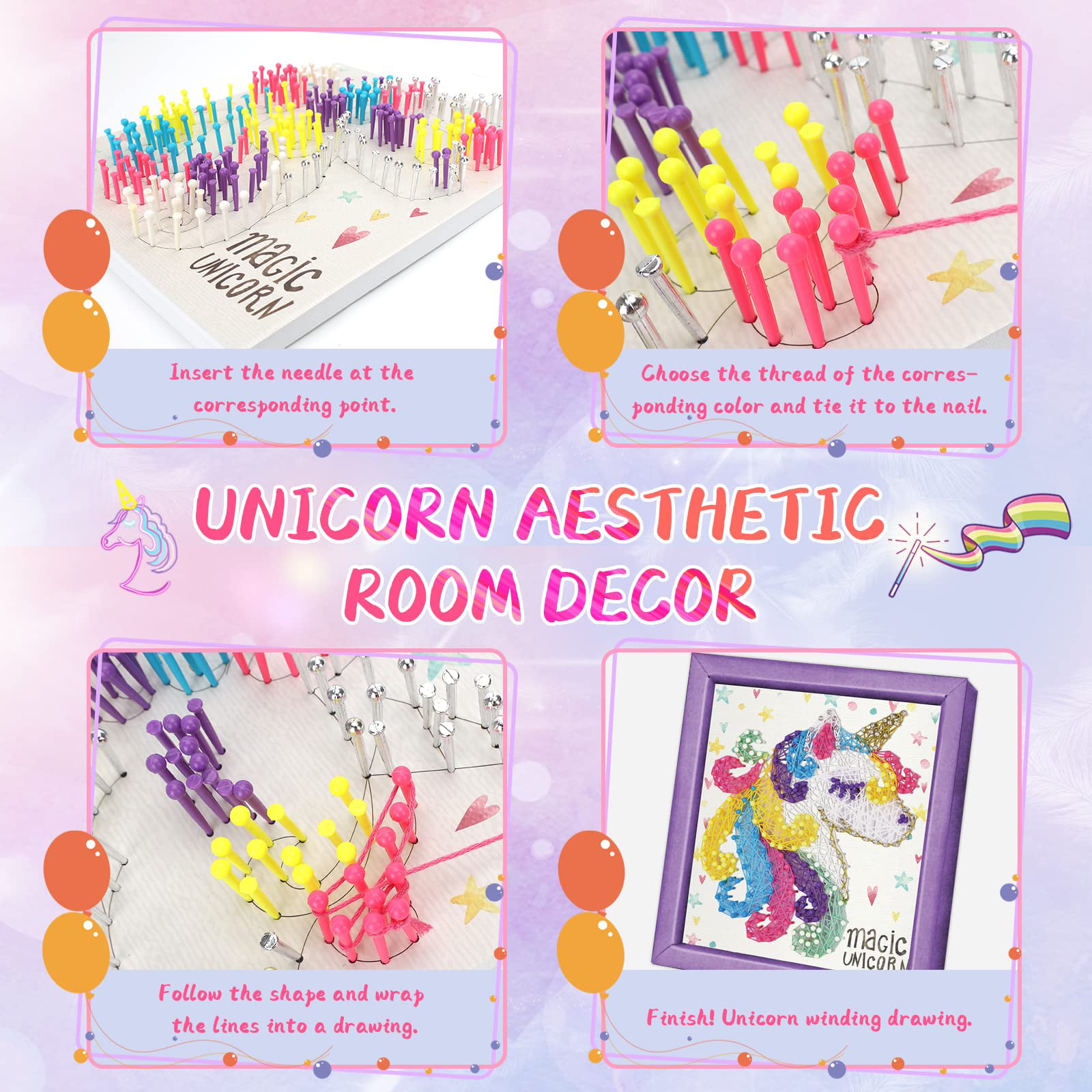 Careenoah Unicorn Craft Gifts for Girls Age 6-8, 3D String Arts Crafts for  Kids Ages 8-12, Unicorn Toys for Girls 8 9 10 12 Years Old Birthday