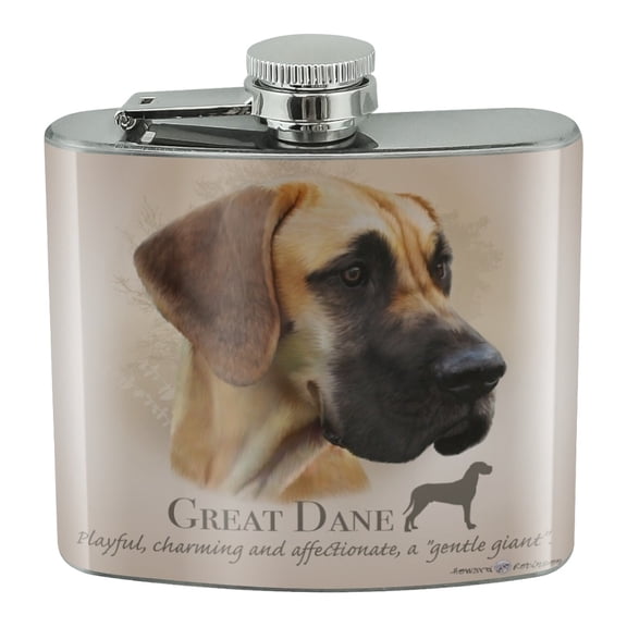 Great Dane Dog Breed Stainless Steel 5oz Hip Drink Kidney Flask