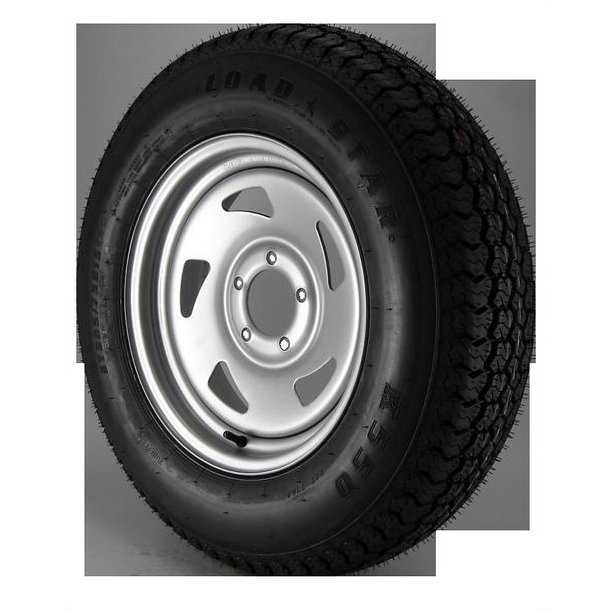 ST205/75D15 Loadstar Trailer Tire LRC on 5 Bolt Silver Blade Wheel