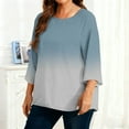 thumbnail image 6 of CheerKidz Women Plus Size Print Casual 34 Sleeve Round Neck Top Comfortable Loose Fit Everyday Wear Trendy Flowy Blouse Soft Breathable Relaxed Fit(Gray,3XL), 6 of 6