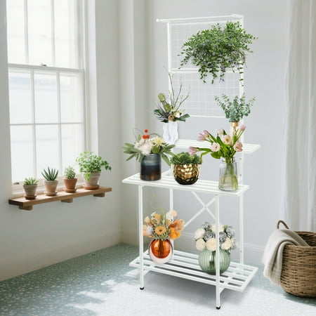 Heavy Duty Plant Shelf Unit, 8.66-12.99in Shelf Widths & Rock-Solid Base, Easy-Assembly Structure for Home Depot/Hotel Lobbies