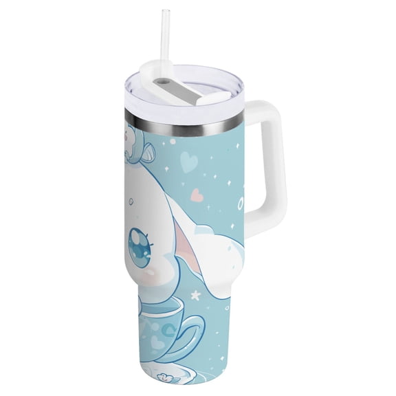 40 oz Tumbler with Handle and Straw Lid Cute Cinnamoroll Sanrio in Cup Vacuum Insulated Cup Leak-Proof for Water Iced Tea Coffee