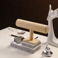 thumbnail image 4 of LAICAIW T-Bar Bracelet Holder, Natural Linen Bracelet Display Stand For Store Show, Hair Tied Watch Jewelry Organizer Rack For Selling Show (Yellow Linen), 4 of 6