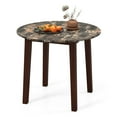 thumbnail image 1 of Gymax 35''  Kitchen Table Round Dining Table w/ Marble-textured Veneer Tabletop Brown, 1 of 10