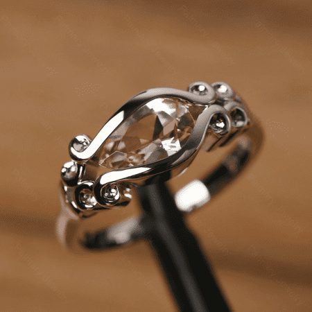 1.25 carat morganite filigree statement ring sterling silver pear shape pink stone unique design ring