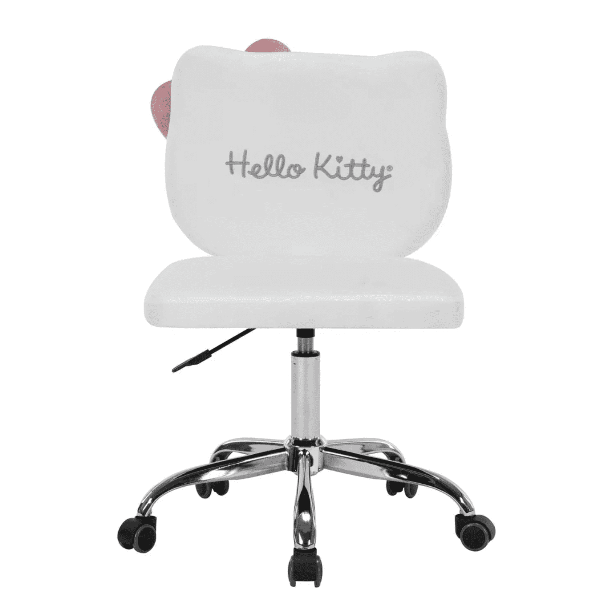 Impressions Vanity Hello Kitty Kawaii Swivel Vanity Chair for Makeup Room with Wheels Rolling White