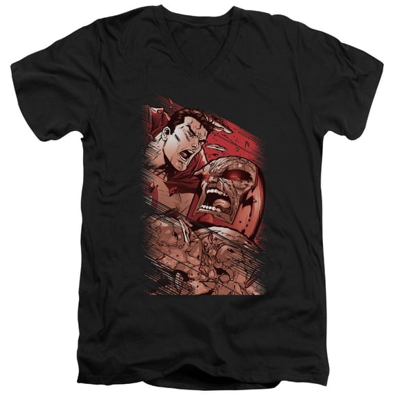 Superman Supes Vs Darkseid Adult V-Neck T-Shirt 30/1 T-Shirt Black