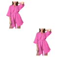 thumbnail image 3 of Minnieouse informal de algodón de crespón para mujer, albornoces de gasa de capas, ropa de dormir con cordones, ropa de baño para el hogar, Rosa S 2Conjunto, 3 of 6