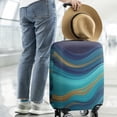 thumbnail image 2 of Blue Gold Marble Pattern Luggage Cover Fashion Suitcase Cover Baggage Covers Fit 25-28 Inch Luggage (Go Travel), 2 of 5