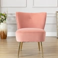 thumbnail image 3 of Upholstered Leisure Sofa Chair - Velvet Wingback Club Chair - Armless Lounge Chair with Gold Metal Legs - Living Room Bedroom Furniture - Pink, 3 of 8