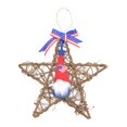 thumbnail image 1 of Corona de mimbre tejida a mano con forma de estrella, ideal para el Día de la Independencia de Estados Unidos, con muñeco de gnomo., 1 of 8