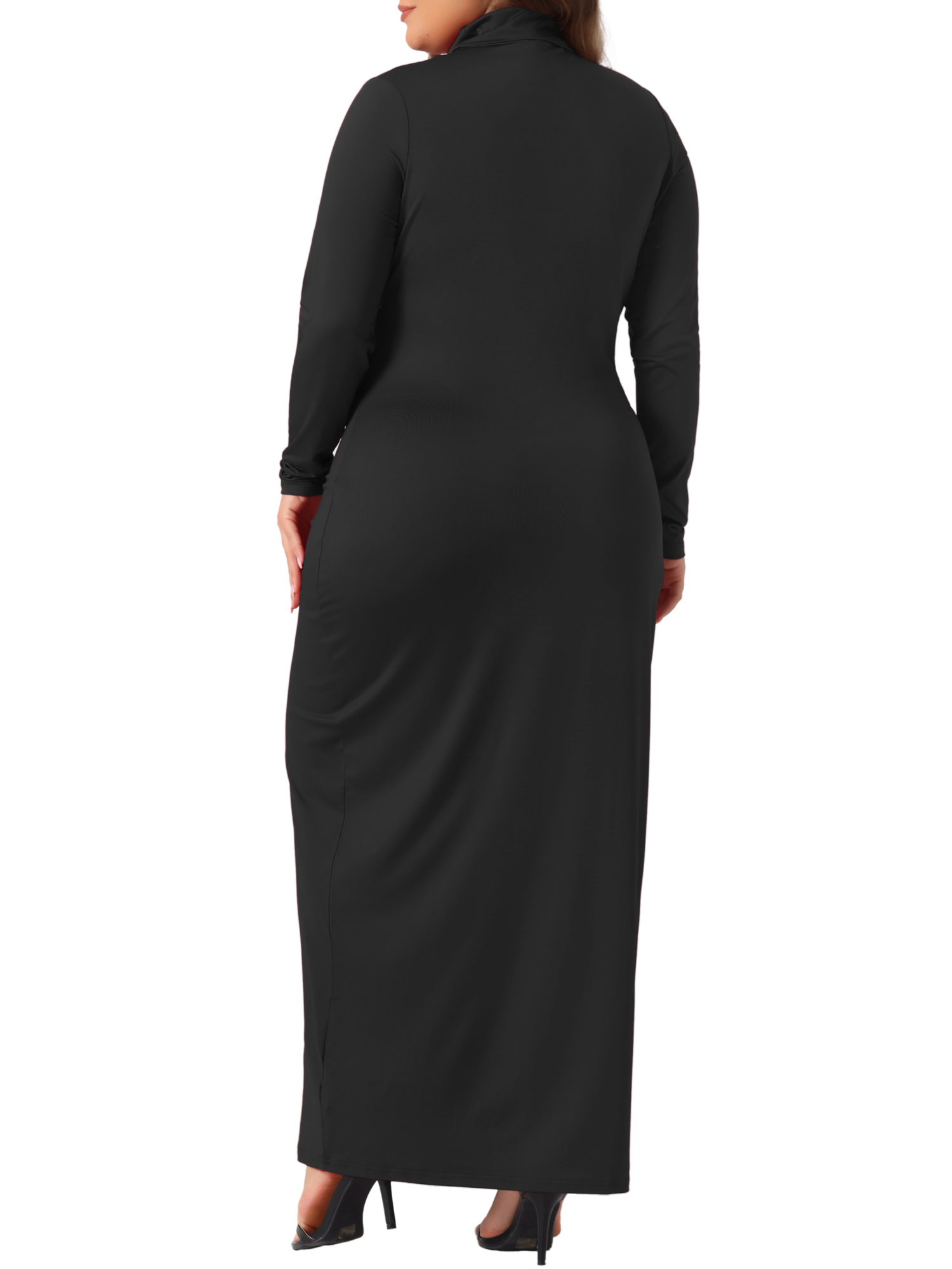 DARING DIVA Plus Size Women's Turtleneck Long Sleeve Bodycon Dress 1X Black