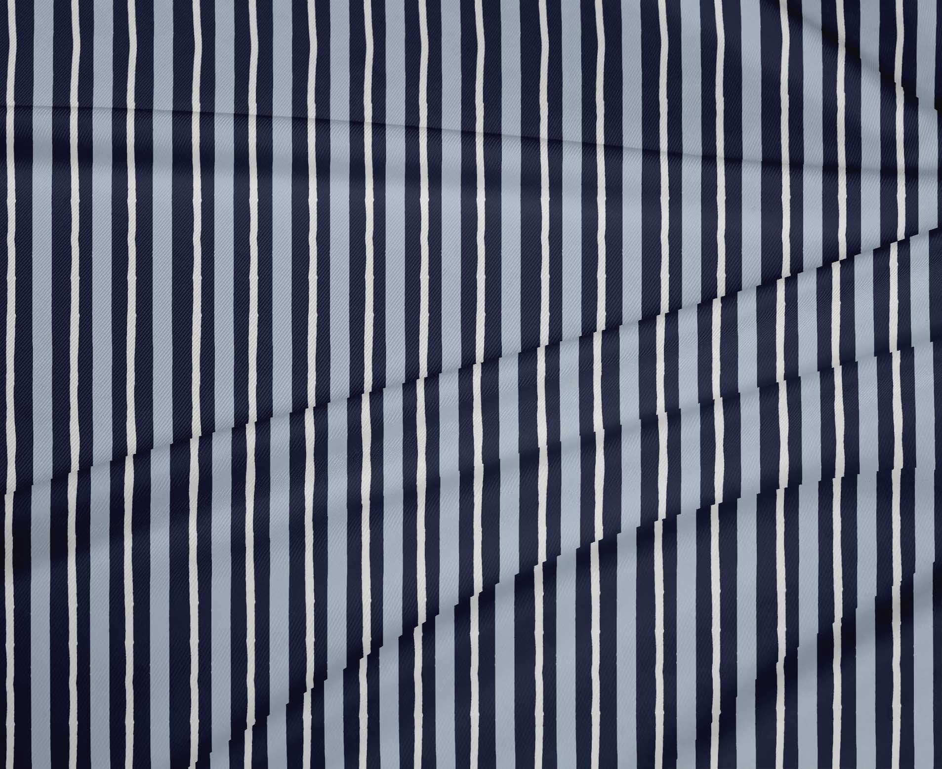 oneOone Polyester Lycra Dark Blue Fabric Stripe Block Diy Clothing Quilting Fabric Print Fabric By Yard 56 Inch Wide