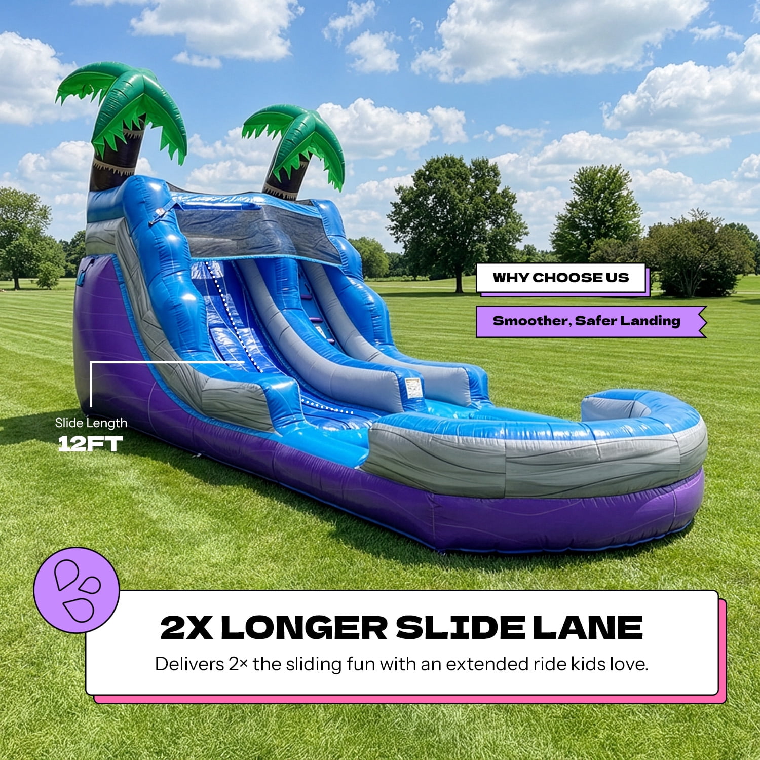 POP JUMP Tropical 23' Waterslide with Pool
