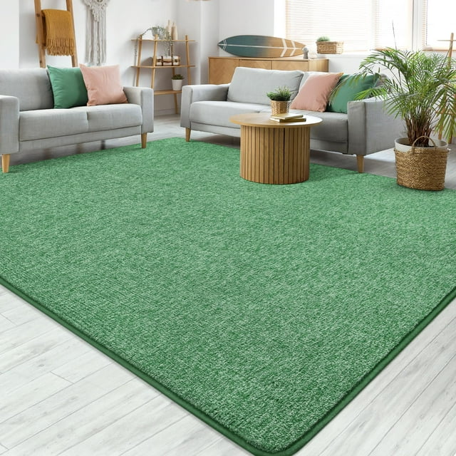 Alfombra Chicrug, 152 x 244 cm, espuma viscoelástica, color verde y blanco, pelo bajo