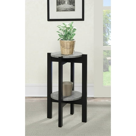 Tall Plant Stand Newport Medium Plant Stand, Faux Cement/Black, 23 inches tall By Convenience Concepts from USA ()