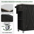 thumbnail image 3 of Euroco Outdoor Rolling Kitchen Island with Storage Shelves, Spice Racks, Towel Bars & Bottle, Foldable Stainless Steel Top, Solid Fir Wood Frame, 3 of 9