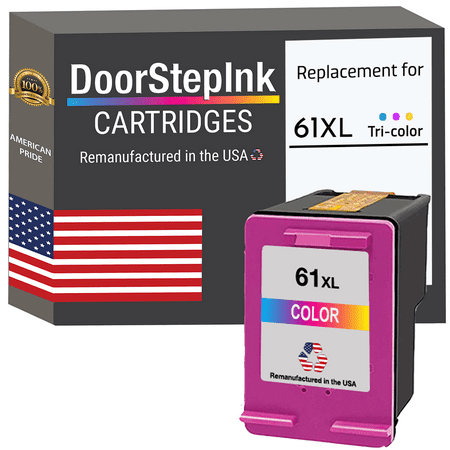 DoorStepInk High Yield Remanufactured Ink Cartridge for HP 61XL CH564WN Tri-Color DoorStepInk Remanufactured in The USA High Yield Ink Cartridge for 61XL CH564WN Tri-Color DoorStepInk Cartridge has been remanufactured in the USA using state-of-the-art technology under strict quality control to ensure the quality of all HP inks at a high level. We remanufacture each cartridge to the highest quality standards to match OEM ink level  color  and performance guaranteed. DoorStepInk is a leader and award-winning recycler of inkjet cartridges. Our ink cartridges allow pictures to come out sharp with strong details for a more realistic appearance and higher quality. Each one is remanufactured using the latest technology and customized equipment to produce the highest quality ink cartridges in the world. It s capable of delivering a wide range of colors. Each print from this tri-color ink cartridge will stay vibrant for a long time. This Inkjet Print Cartridge is also compatible with several different models. Key Features: Every cartridge is remanufactured in the USA Plug and print for brilliant  sharp  and high-quality printouts 100% satisfaction guaranteed Page Yield: Tri-Color 330 Environmentally friendly ink cartridges The use of remanufactured printing supplies does not void your printer