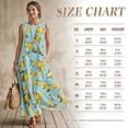 thumbnail image 7 of Xixirimido Lemon Floral Blue Print Maxi Dresses for Women Sleeveless Casual Dresses with Pockets Flowy A-line Long Summer Sun Dress Beach Vacation Wear, Size S, 7 of 7