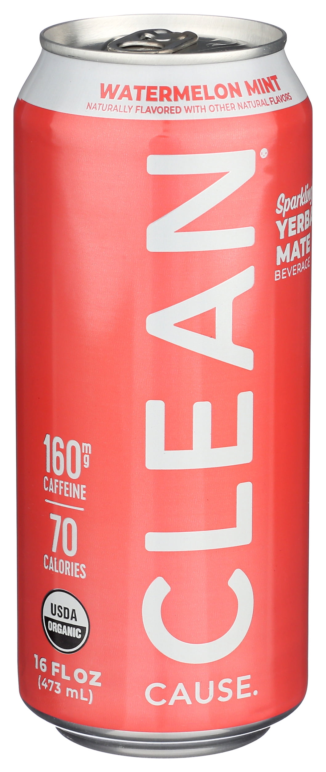 Pack of 12, Clean Cause Watermelon Mint Organic Sparkling Yerba Mate, 16 fl oz