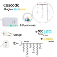 thumbnail image 4 of Cascada De Luces Led Navideña Decorativa Multicolor 300 Focos 8 Funciones Navicolors  Cable Blanco 6 m, 4 of 4