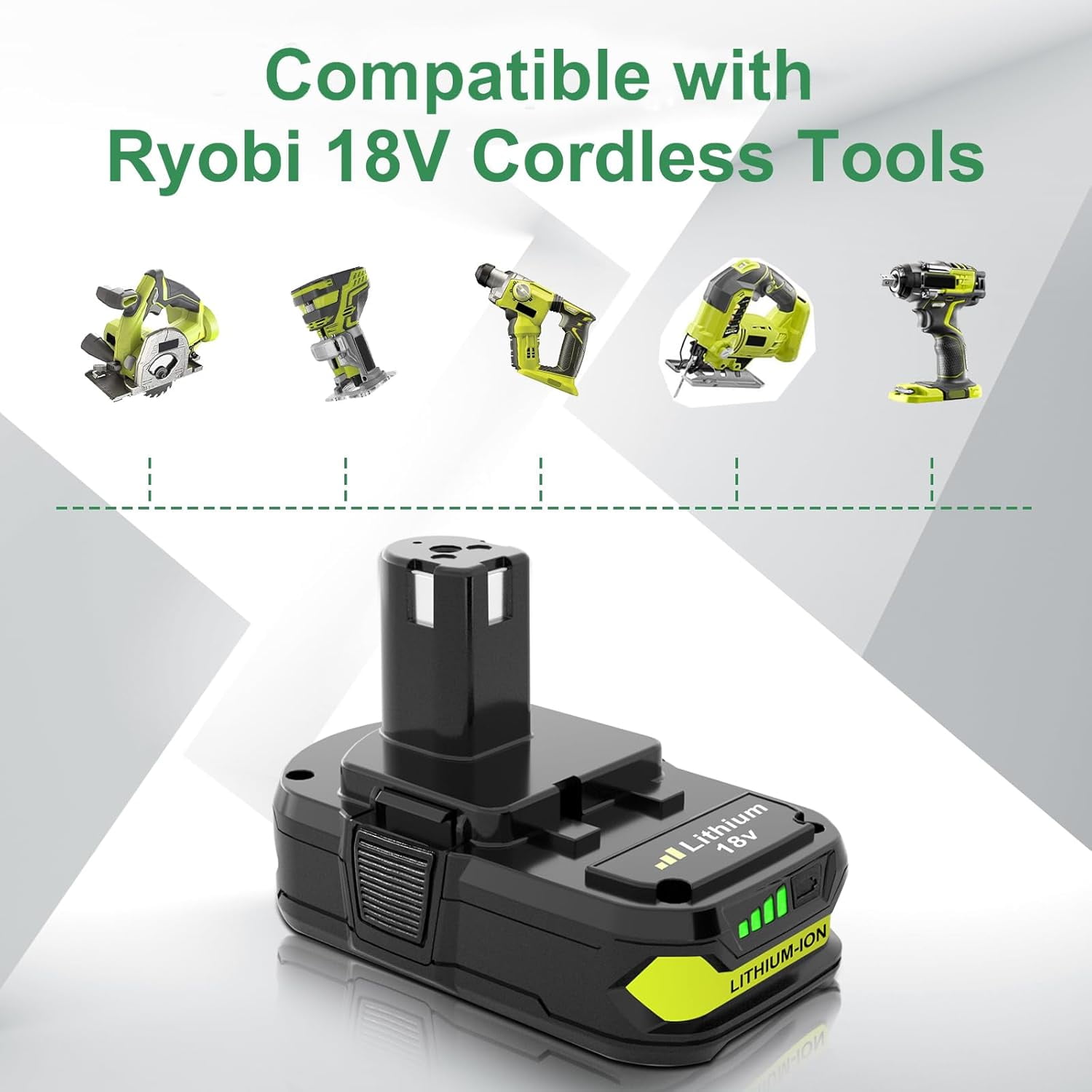 2Pack 18Volt P102 Replace for Ryobi 18V Batteries and Charger Combo for 18 Volt ONE+ P103 P104 P105 P107 P109 P190 P191 P122