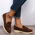 thumbnail image 2 of HEWUQI Loafers for Women Suede Cushioned Slip on Closed Toe Work Flat Shoes Comfortable Vintage Work Daily Casual Dress Moccasins Coffee Size 6, 2 of 4