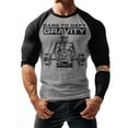 thumbnail image 5 of Gymish RAGLAN Dare to Defy Gravity Workout T-Shirt for Men – Funny Gym Shirt, Men’s Athletic Raglan Tee, Heather Grey, Small, 5 of 6