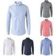 thumbnail image 3 of Mens Long Sleeve Button Shirt Casual Striped Baggy Tops Casual Lapel Shirt, 3 of 8