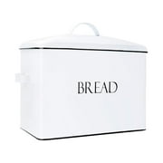 Outshine White Metal Bread Box for Kitchen Counters, Large with Fitted Lid