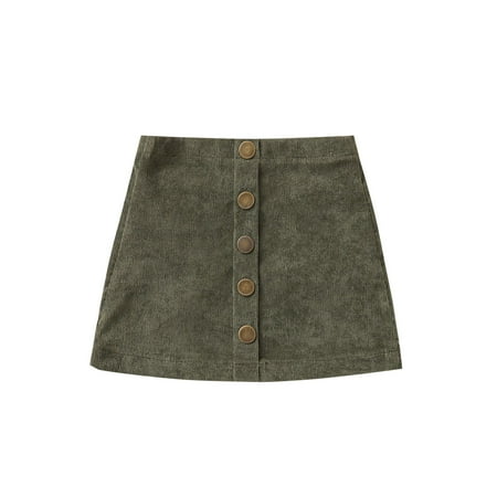 

Coduop Toddler Baby Girls Button Short Skirt Solid Corduroy Skirt 0-3 Years