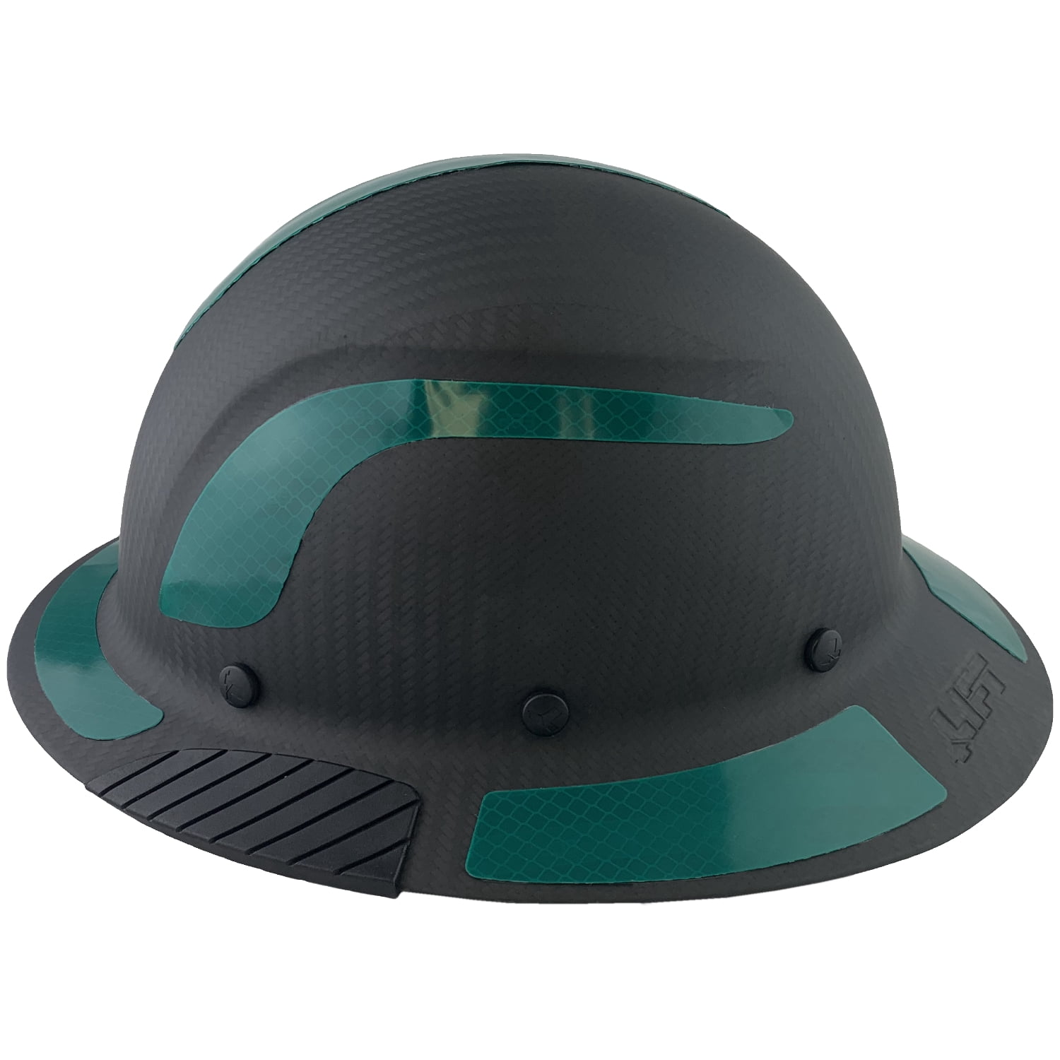 Lift Safety Helmet - Actual Carbon Fiber Full Brim Hard Hat - Matte Black with Green Reflective Decals with Hard Hat Tote Bag