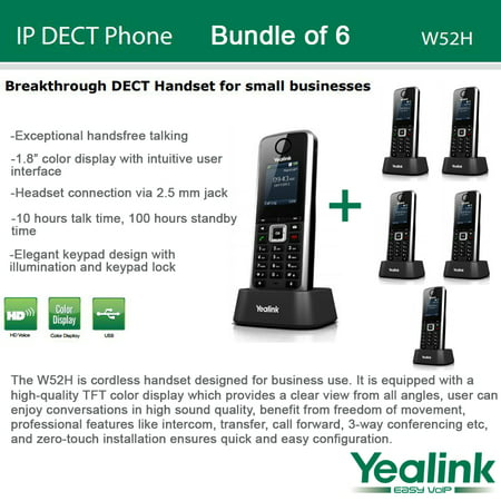 Yealink W52H 6-PACK SIP Cordless VoIP Phone System for Business (Best Business Voip Phone System)