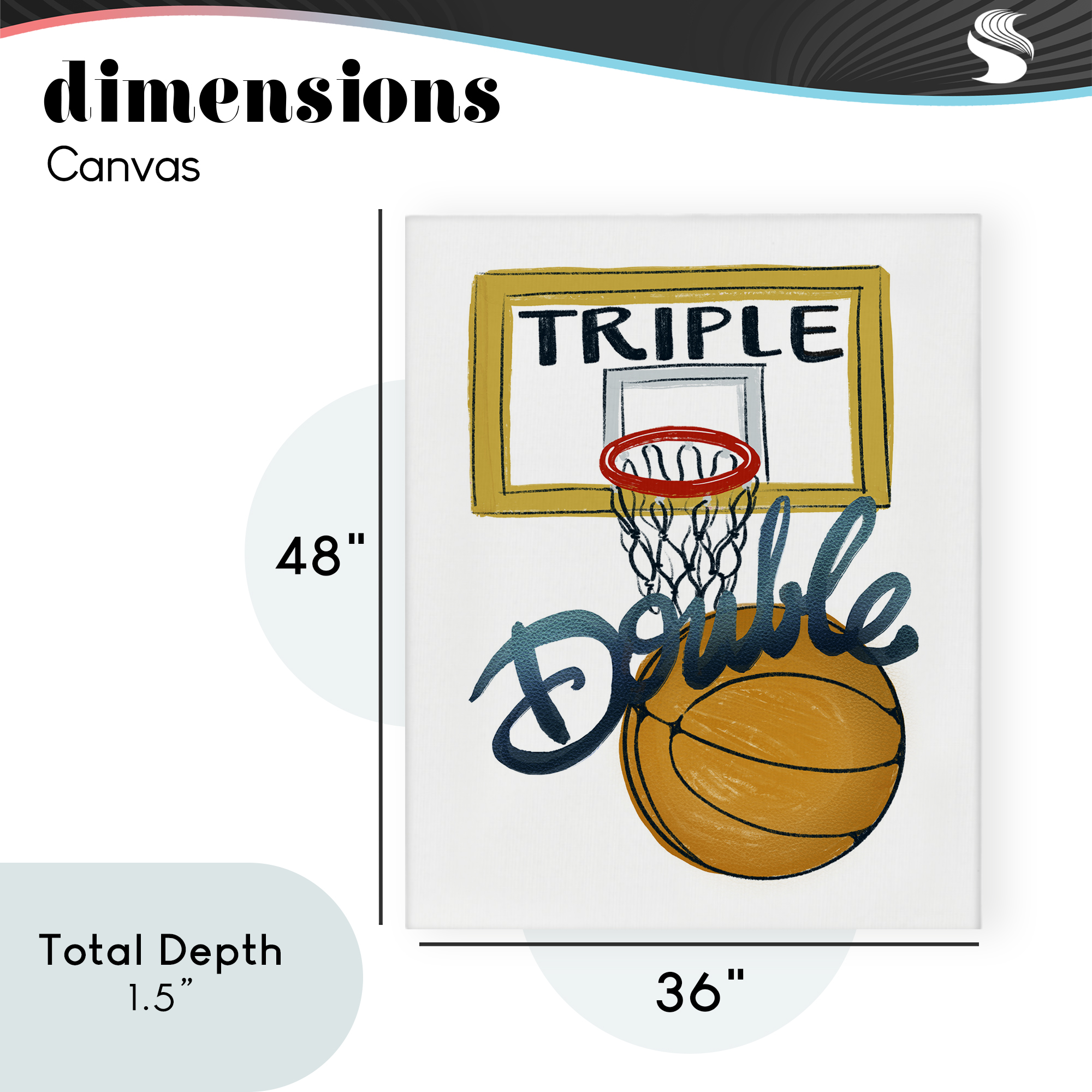 Triple Double Basketball Canvas Wall Art, design by Connie Summers